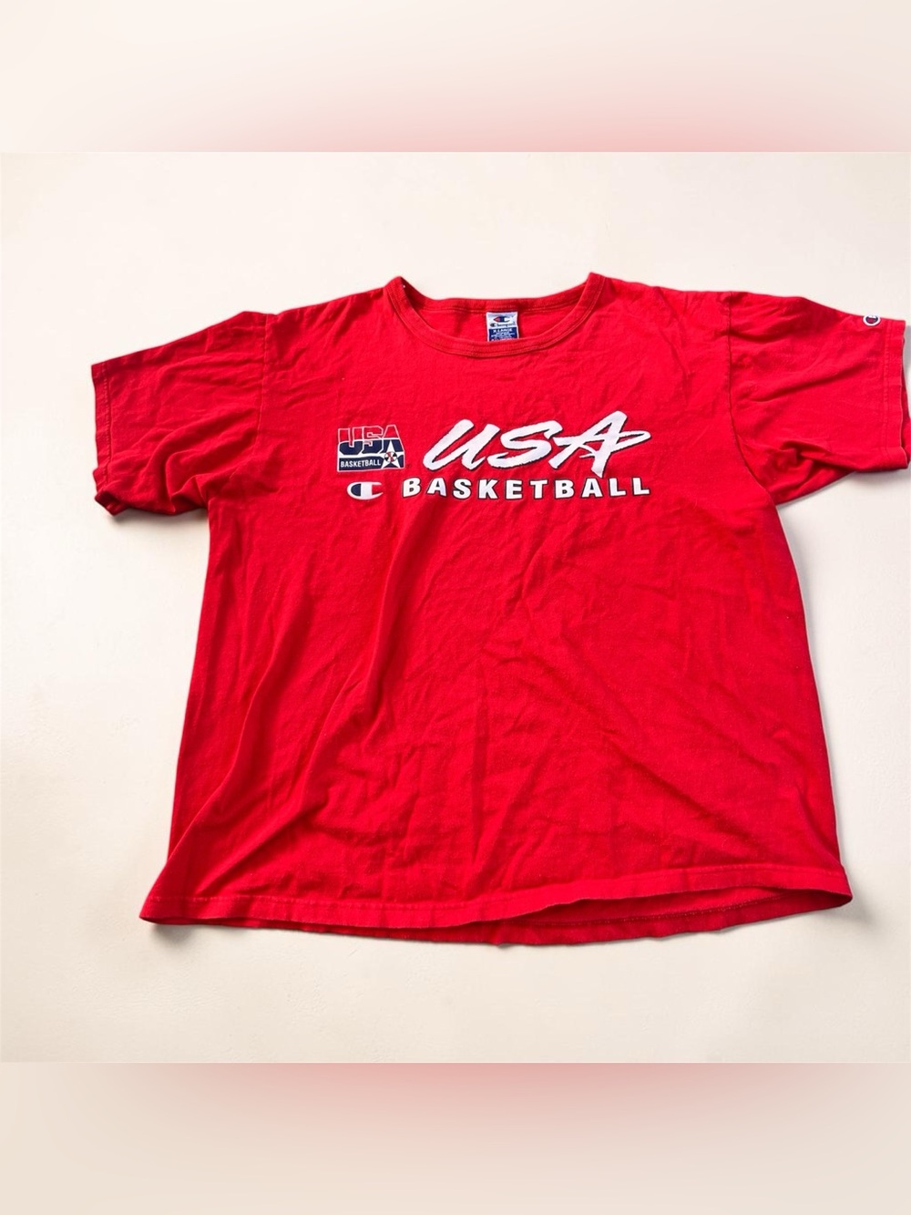 Vintage Champion USA Basketball T-Shirt Red Size XL